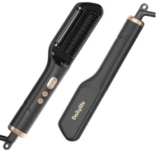 DAILYLIFE Hair Straightener Brush W/ Oil-Infused Ceramic Comb Fast 30s Heat-Up
