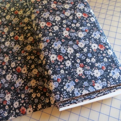 By The Yard ~ Scattered Flowers On Navy Cotton $3.99 Ships ANY Amount Of Fabric - Image 1 of 4