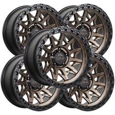 Set Of 5 Lock Off-road Lunatic 18x9 5x5 -12mm Bronze Wheels Rims 18 Inch