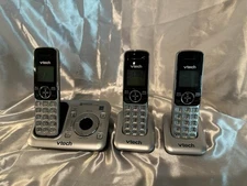 Vtech 3 Handset Cordless Phone Answering System Caller-ID Black / Silver WORKING