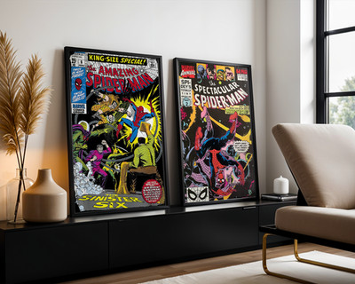 Spiderman Set 2 Stück Classic Marvel Comic Cover Poster Cover Retro Print