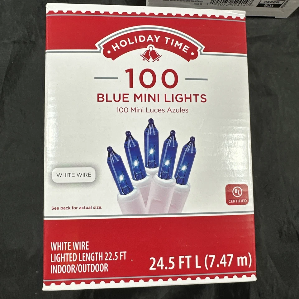 LOT of 4 Holiday Time 100 Blue Mini Christmas Wedding Lights 24.5ft White Wire - Image 2 of 4