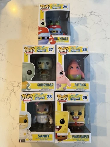 Funko Pop TV;Spongebob #25, Patrick #26, Squidward 27#, Sandy #28, Mr. Krabs 29#