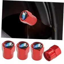 4PCS Metal Car Tire Valve Stem Caps, Aluminum Alloy Corrosion Red/Black