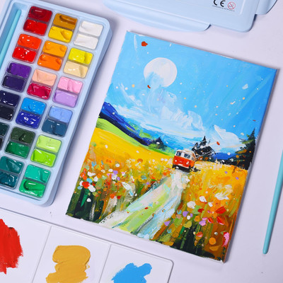 Gouache Paint Set 36 Colors X 12Ml Twin Jelly Cup Design with 3 Paint Case