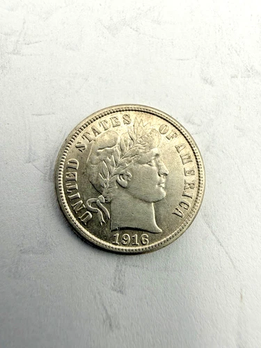 1916-S Barber Silver Dime in Almost Uncirculated Condition with Nice Details