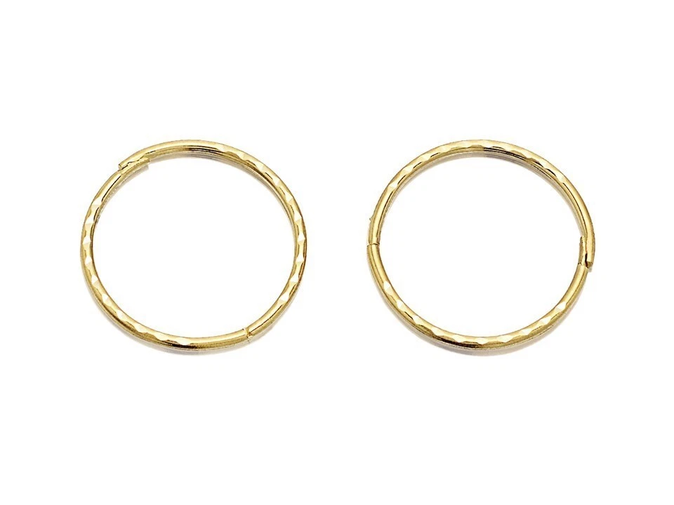 F.Hinds 9ct Gold Hinged Diamond Cut Sleeper Earrings 15mm Ear Jewellery Womens