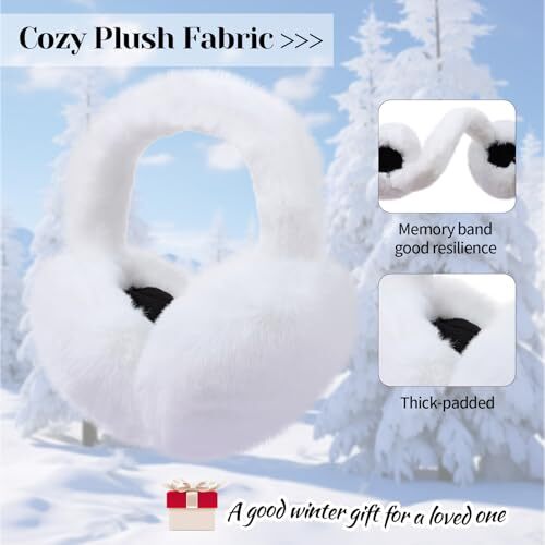 Winter Ear Muffs Faux Fur Earmuffs Cute Fuzzy Foldable Outdoor Ear B - White - Bild 6 von 6