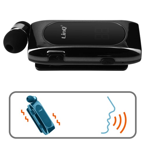 Oreillette Bluetooth Autonomie 20 Heures Connexion Multipoint R8388 LinQ Noir - Zdjęcie 3 z 6