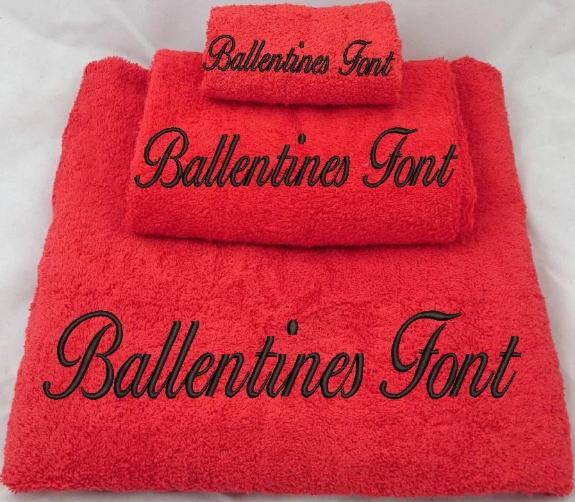 Personalised Embroidered Red Towel set. Choice of Bale size. Any