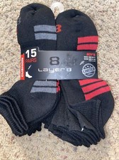 15 pairs LAYER 8 Qwick Dry Boys CUSHION Socks Size 9-11 Shoe Size 4-10