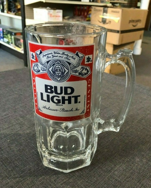 Vintage Budweiser Large Heavy Bud Light Beer 32oz Glass Mug Stein eBay