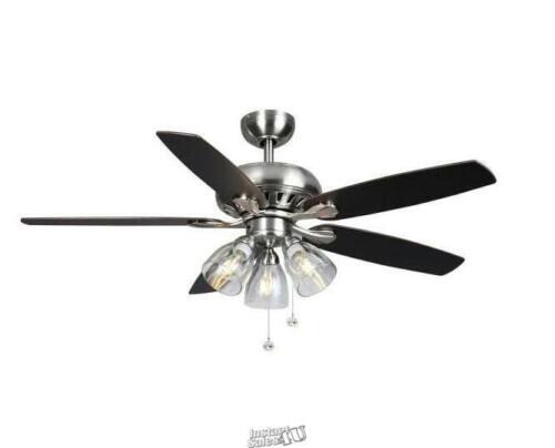 Hampton Bay 91850 Rockport 52" Indoor LED Brushed Nickel Ceiling Fan Light