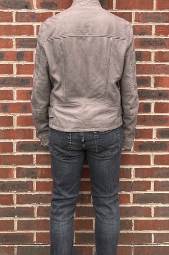All Saints GIBSON Leather Biker Jacket MEDIUM Grey Mens Bomber Moto AllSaints - Picture 7 of 20