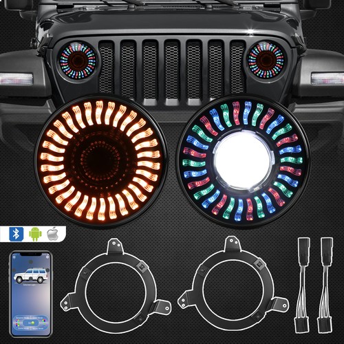 Faro LED Halo 9" RGB ojo de demonio para Jeep Wrangler JL JLU Gladiator 2018-2021 - Imagen 2 de 12