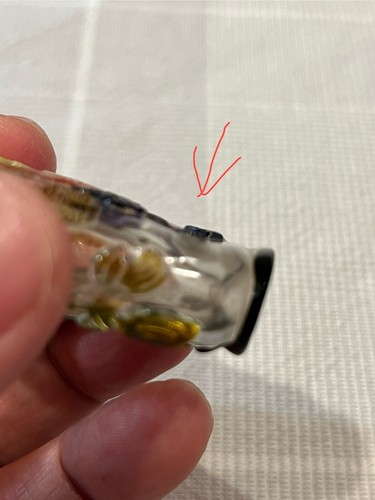 Antica bottiglia da tabacco cinese dinastia Qing multicolore in vetro trasparente con supporto in legno - Foto 23 di 24
