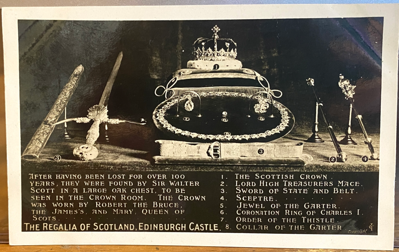 Scottish Crown Jewels Regalia of Scotland Edinburgh Castle Vintage RPPC Postcard