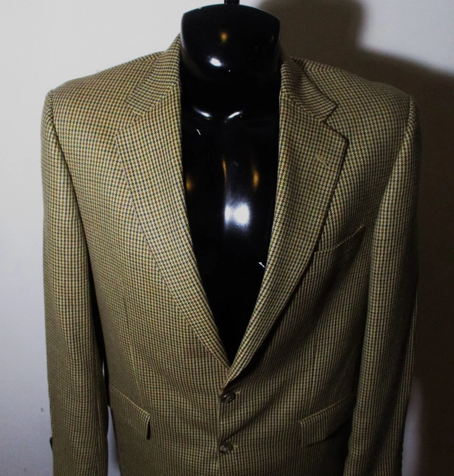 BURBERRY London желтовато-коричневый коричневый шелк шерсти блейзер костюм куртка мужской размер 42 длиной - Изображение 2 из 4