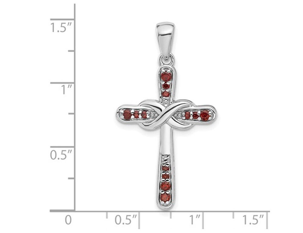 2/5 Carat (ctw) Garnet Cross Pendant Necklace Sterling