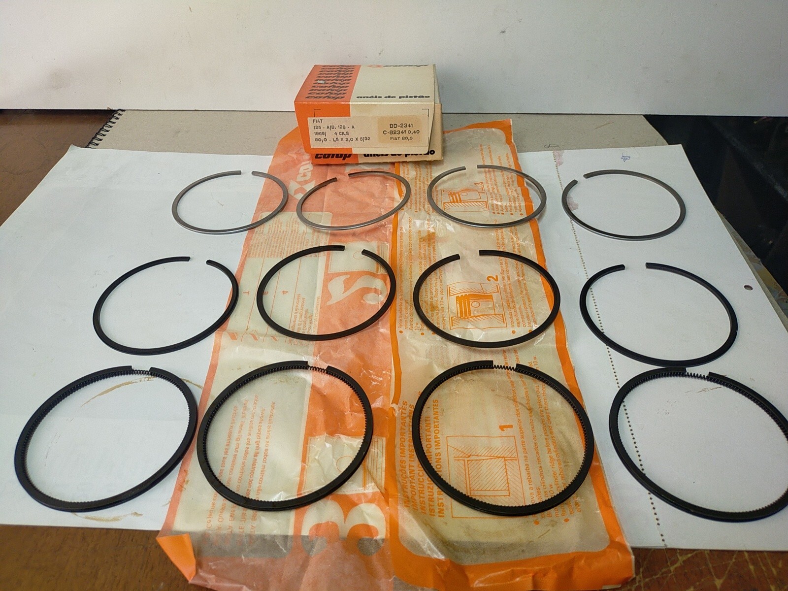 SERIE FASCE PISTONI ø 80 +0,4mm , FIAT 124 S - 125 - 128 - A111 COFAP DD2341