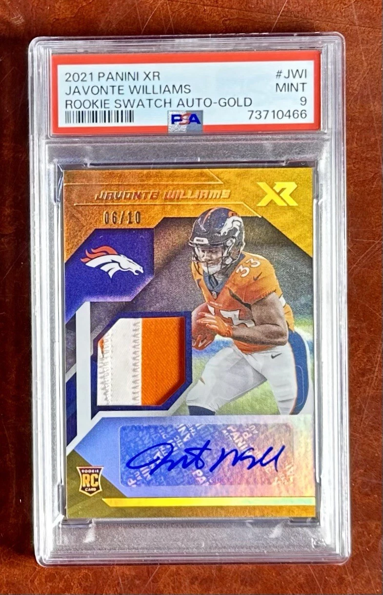 Javonte Williams Panini XR Rookie Swatch Autographs #JWI Gold