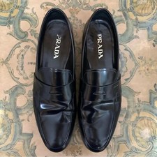Prada Black Leather Loafers Classic Slip-Ons