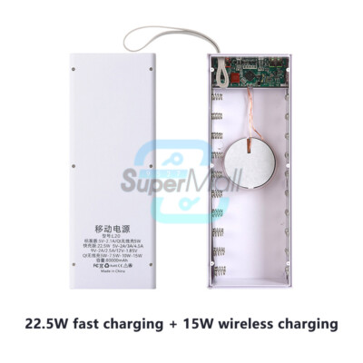 20x 18650 Battery Power Bank Case LCD Display Wireless Fast Charger Box 22.5+15W