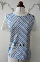 Bnwot Vintage 1970's Blue, Grey, Black & Cream Cotton T-shirt Sz 8-10 Deadstock Bnwot Vintage 1970's Blue, Grey, Black & Cream Cotton T-shirt Sz 8-10 Deadstock