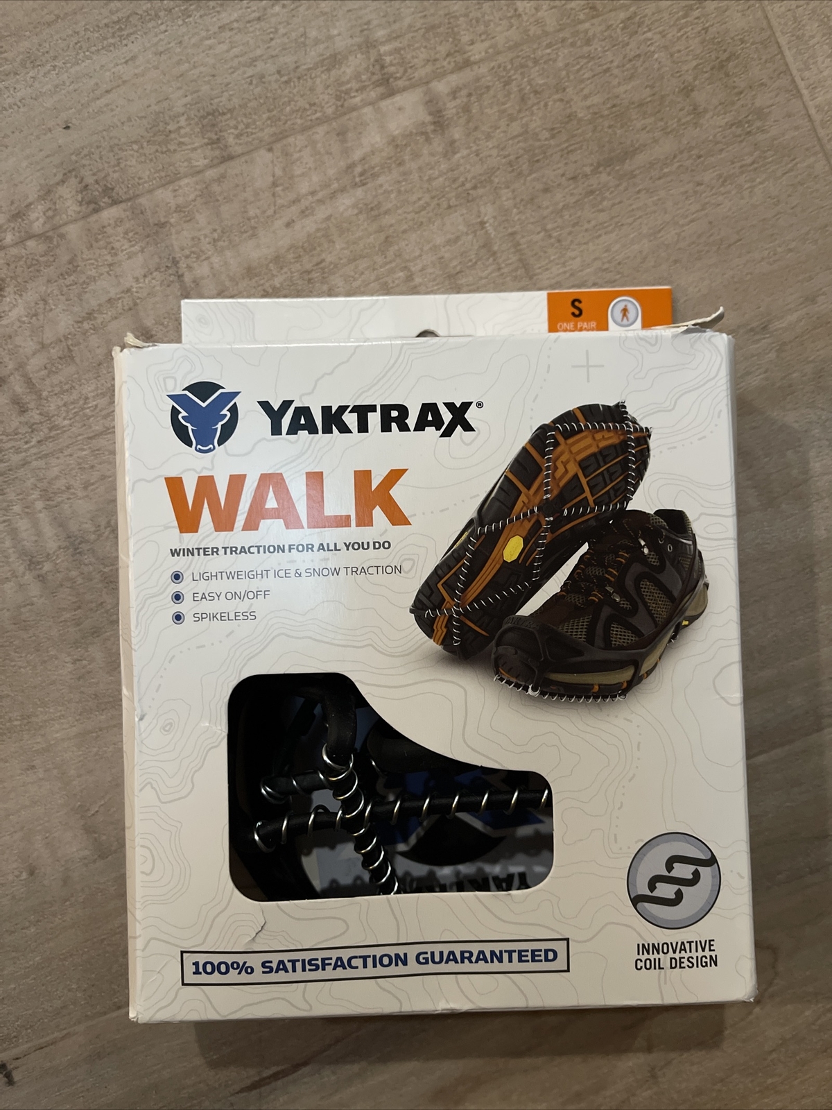 Yaktrax Walk Winter Traction Cleats, Spikeless, Coiled for Snow, Black