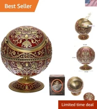 Portable Metal Ashtray with Odor Control Lid - Dark Red with Bronze Accents