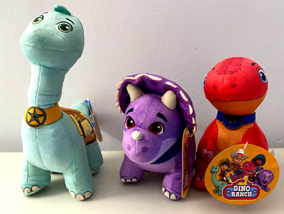 Set of 3 Dino Ranch Plush Toys Dinosaurs 9'' Blitz Tango Clover NWT