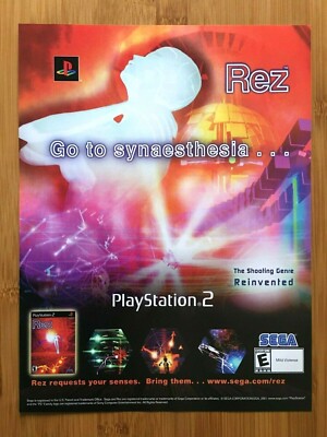 Rez PS2 Playstation 2 2002 Vintage Print Ad/Poster Official Music Game Promo Art