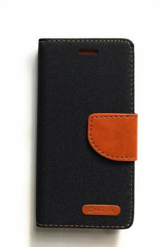  Book Case CANVAS Cover Handy Hülle Tasche Etui Portemonnaie für Sony Xperia XZ - Afbeelding 1 van 18