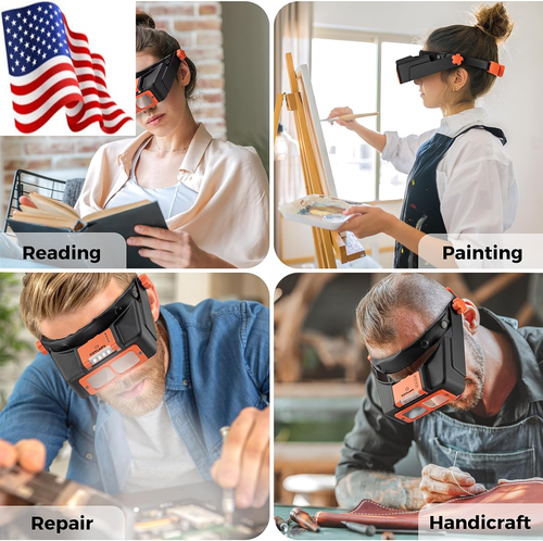 Headband Magnifier with Light, Rechargeable Magnifying Glasses for Close Work - Picture 7 of 12