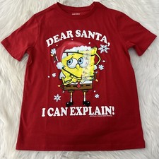 Old Navy boys Sponge Bob Dear Santa Tee L 10/12 NWT Red short sleeve