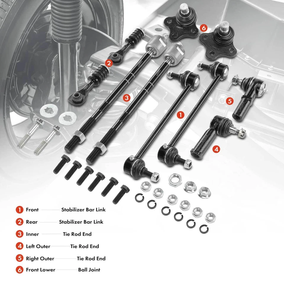 10pcs Sway Bar Link & Tie Rod End  Ball Joint for Ford Contour Mercury Mystique - Image 2 of 4