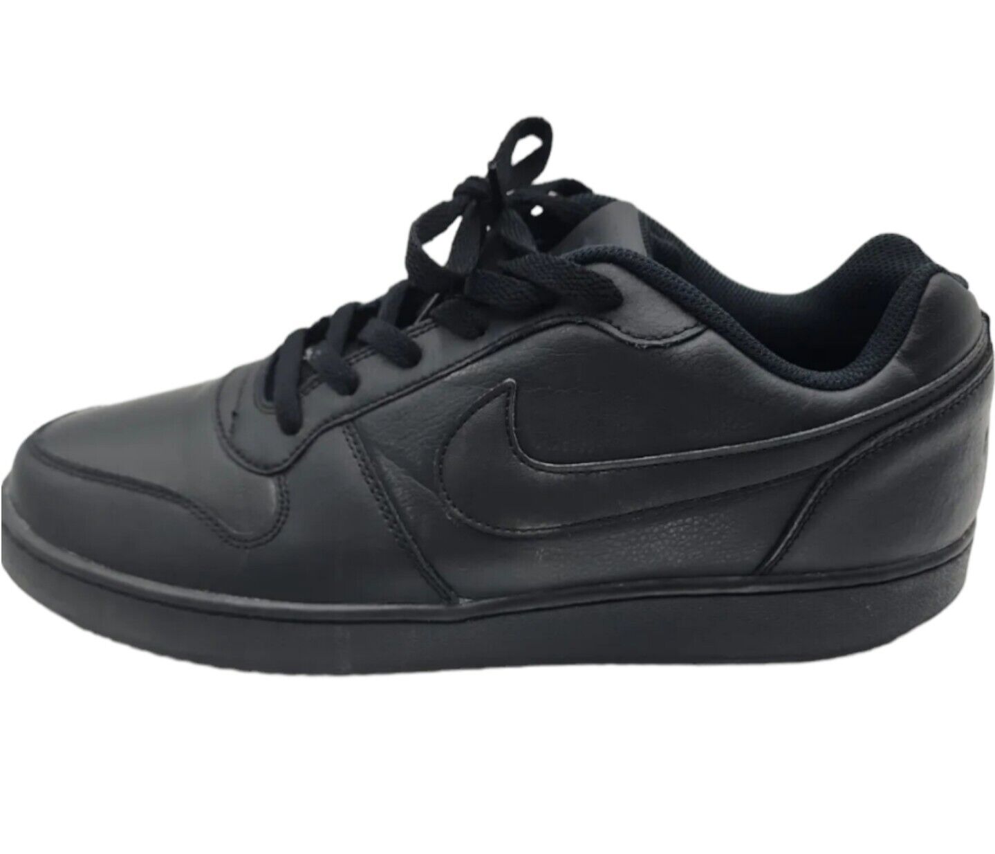 Nike Ebernon 13 Mens Top Lace Up All Black Leather Sneaker | eBay