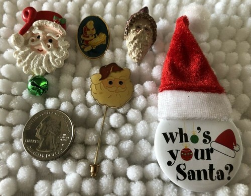 Lot of 5 Christmas Santa Claus Buttons Pins Pinbacks #34376 - Picture 2 of 3