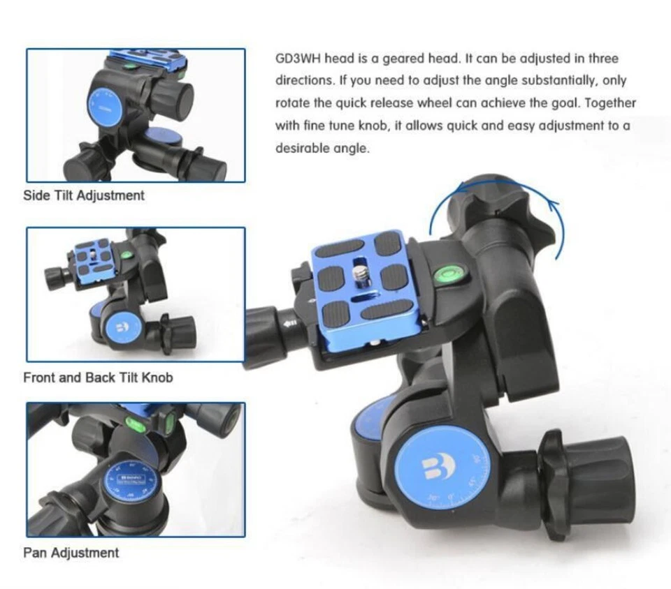 Benro GD3WH Head Gear Drive 3 Way Head Three-Dimensional Heads For Camera Tripod - Image 3 of 4
