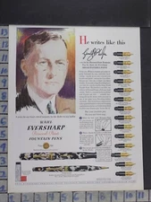 1929 WAHL EVERSHARP FOUNTAIN PHELPS PEN WRITE BARREL NIB DESK VINTAGE AD DK75