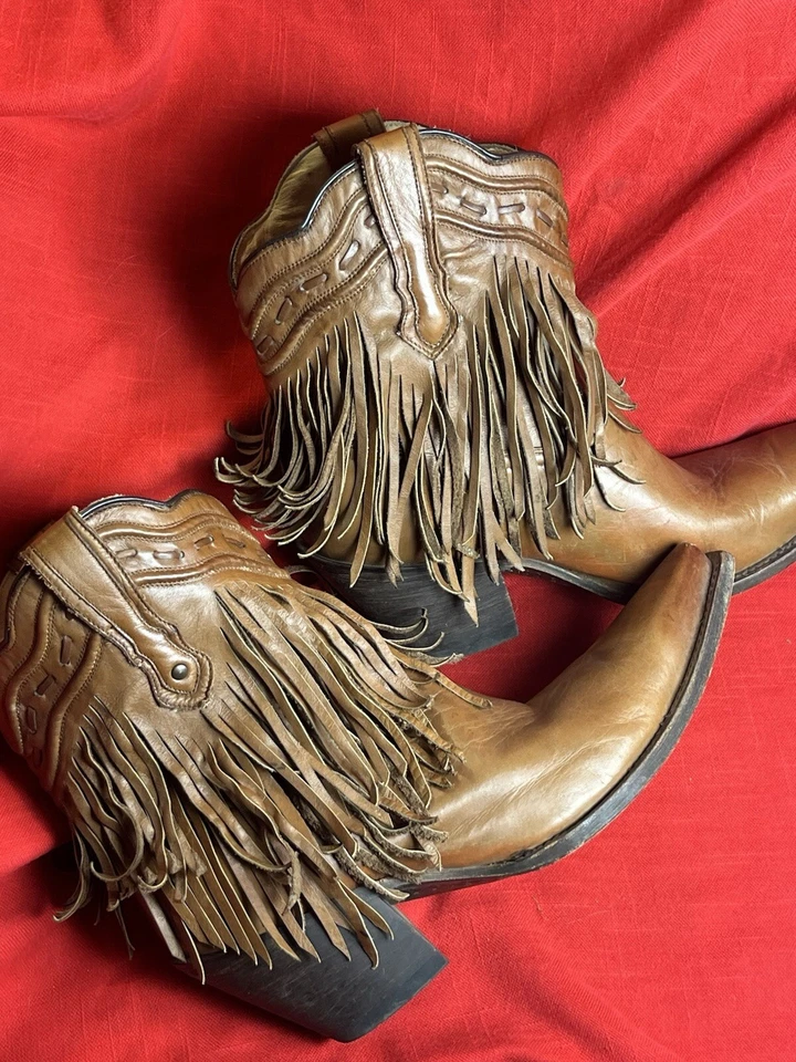 BOTA VAQUERA CORRAL FLECOS Botines Cortos, Tostado Coñac TALLA 10 M HIPPIE BOHO Foto 4 de 4