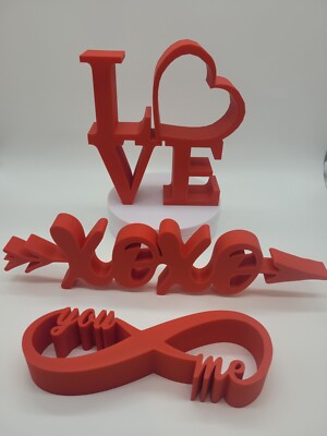 Valentine Decor Bundle - 3D print Love, xoxo, you me. Light weight