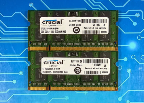 4GB (2x2GB) PC2-6400s DDR2-800MHz 2Rx8 Non-ECC Crucial CT2G2S800M.M16FM