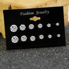 6pairs Silver Stud Earrings For Womens Diamond Crystal Fashion Jewellery UK