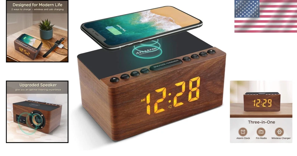 Stylish Digital Alarm Clock with FM Radio, Snooze Timer & Adjustable Brightness - Image 2 of 4