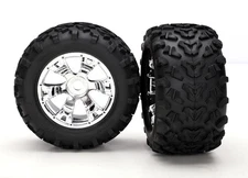 Traxxas 1/10 Revo 3.3 * 2 MAXX TIRES W/ CHROME GEODE WHEELS * 5674