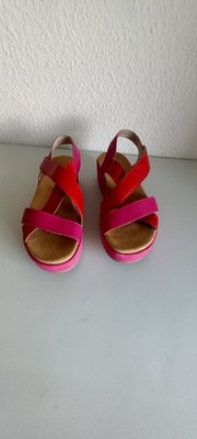 Remonte Plateau-Sandalen Leuchtenden Rot & Pink Leder Klettverschluss. Gr 40