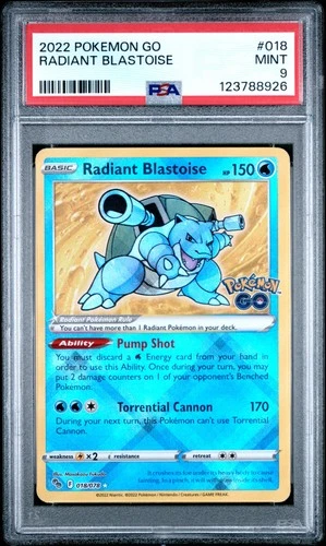 2022 POKEMON GO #018 RADIANT BLASTOISE PSA 9