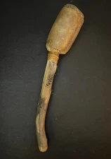 SIOUX BUCKSKIN RATTLE w/WOOD HANDLE Authentic Antique Native American Art