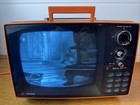 Rare Hitachi P 22 Vintage Portable B W TV  Working Excellent Condition Retro